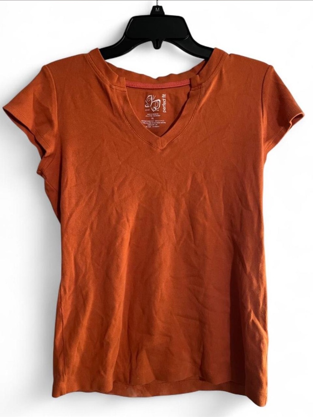 Women's V-Neck Short Sleeve Top - Orange